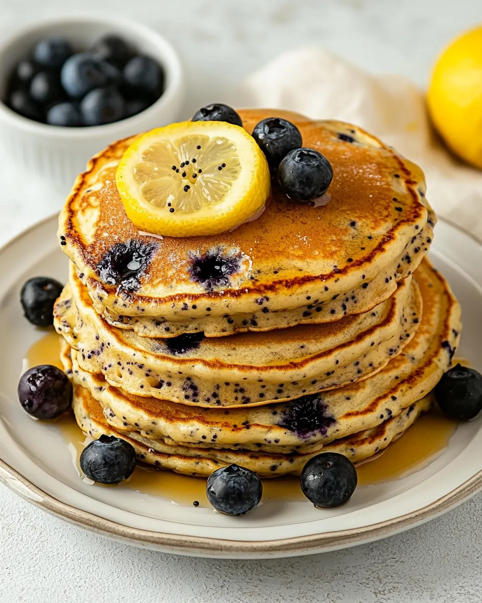 Fluffiest Lemon Blueberry Poppy Seed Pancakes