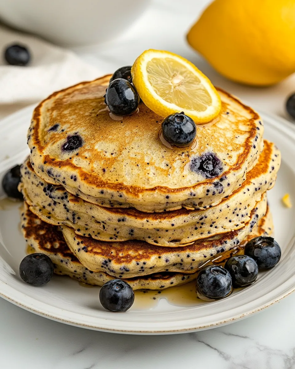 Fluffiest Lemon Blueberry Poppy Seed Pancakes