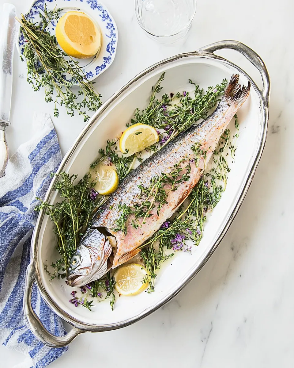 Baked Whole Trout with Herbs Lemon