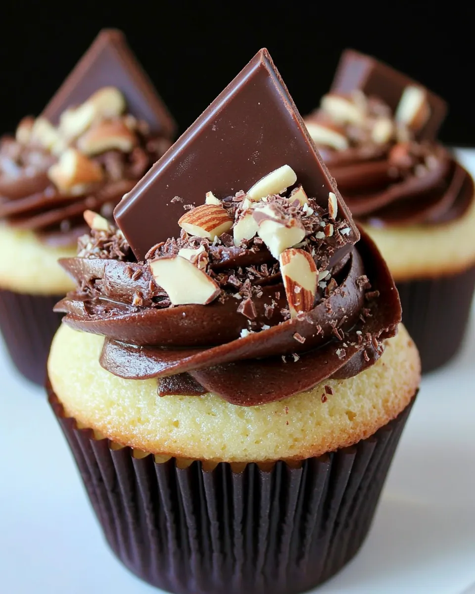 Toblerone Milk Chocolate Almond Cupcakes