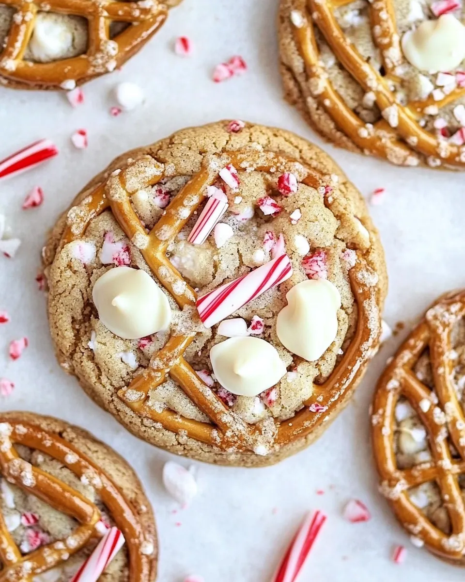 White Chocolate Peppermint Pretzel Cookies