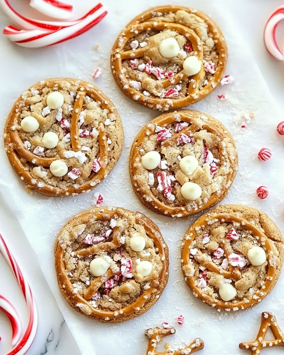 White Chocolate Peppermint Pretzel Cookies