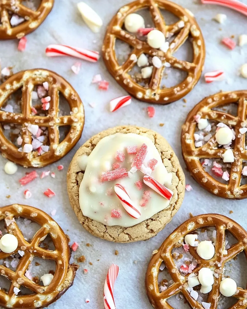 White Chocolate Peppermint Pretzel Cookies