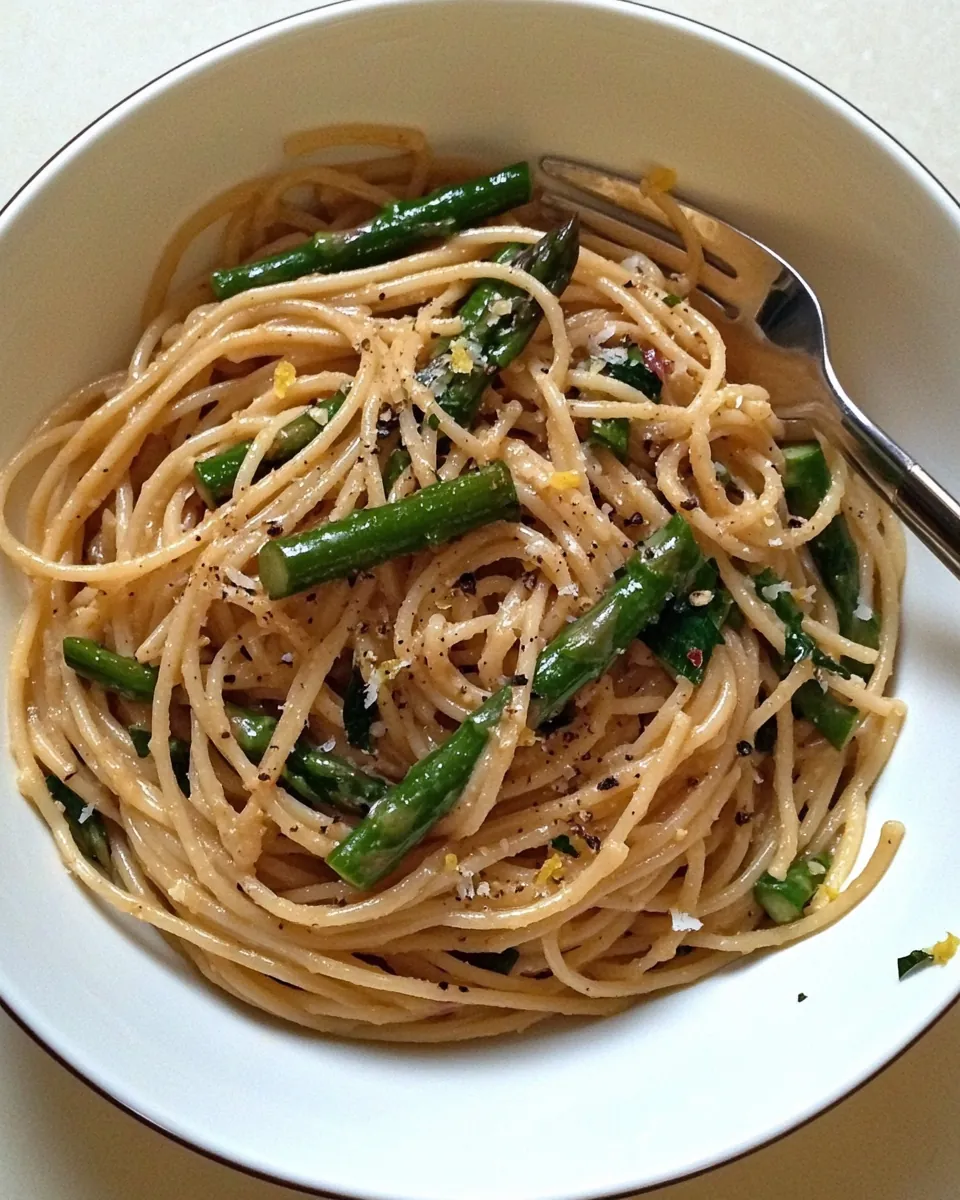 Whole Wheat Lemon Spaghetti with Asparagus