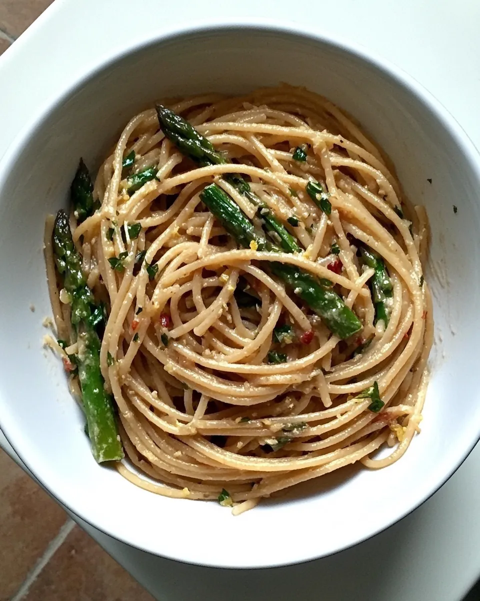 Whole Wheat Lemon Spaghetti with Asparagus